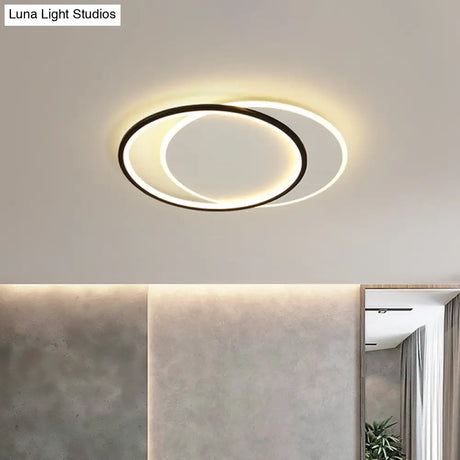 Sleek Dual Flush Mount Simplicity Acrylic Black Led Ceiling Light - Warm/White Lighting