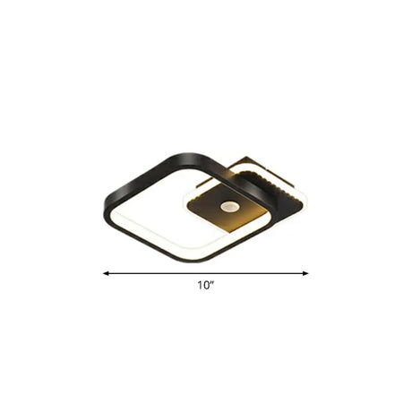 Sleek Geometric Led Ceiling Light - Minimalist Metal Flush Mount Fixture For Corridors Black /