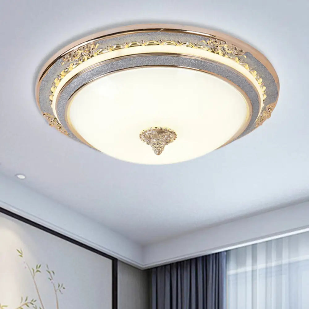 Sleek Glass Apricot Ceiling Lamp - Led Flush Mount Light Bowl - Shape Simplicity