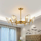 Sleek Gold Crystal Flush Mount Chandelier - Post - Modern Design With Curved Shade Semi Ceiling