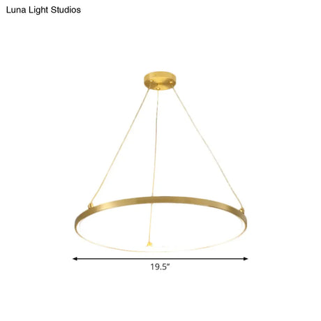 Sleek Gold Hoop Led Chandelier Pendant For Dining Room