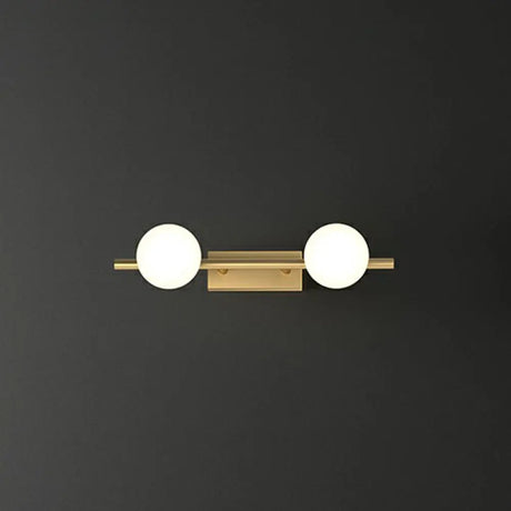 Sleek Gold Linear Vanity Wall Light With Milky Ball Glass Sconce For Bathroom 2 /
