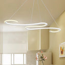 Sleek Led Chandelier: Acrylic Shade White Twisting Ceiling Pendant For Dining Room