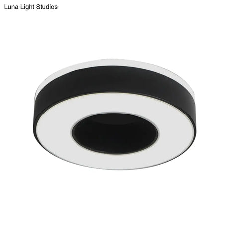 Sleek Led Corridor Ceiling Light With Simple Black/White Flush Mount & Small Square/Round Acrylic