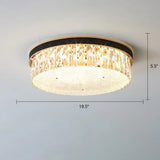 Sleek Led Flush Mount Fixture With Geometric Shape K9 Crystal Bedroom Ceiling Light Black / 19.5’