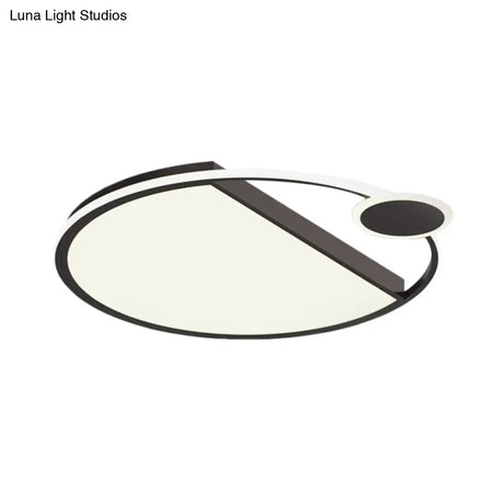 Sleek Led Flushmount Ceiling Light: Simplicity Black/Gold Rounded Thin Design With Acrylic Shade -