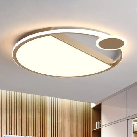 Sleek Led Flushmount Ceiling Light: Simplicity Black/Gold Rounded Thin Design With Acrylic Shade -