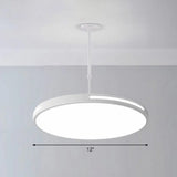 Sleek Led Pendant Chandelier - Circular Acrylic Meeting Room Light Fixture White / 12’