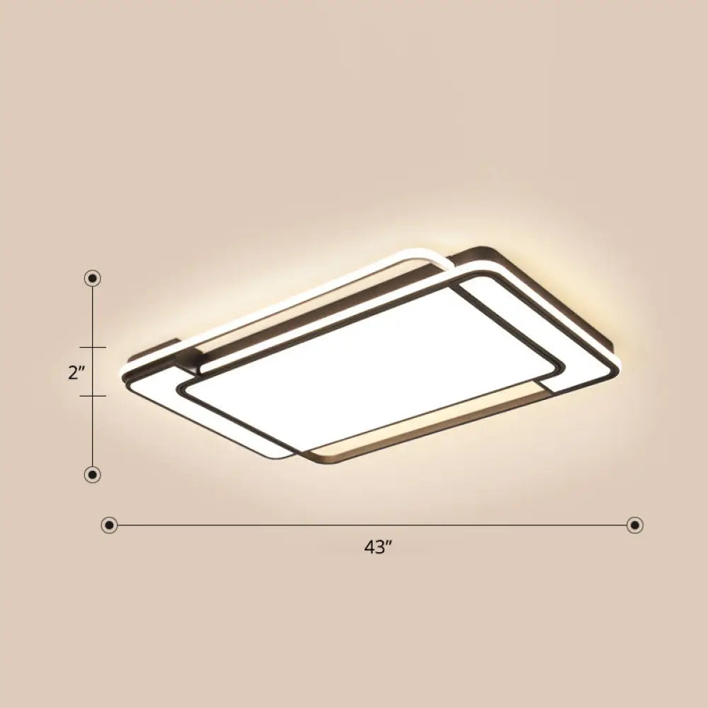 Sleek Living Room Illumination: Black Acrylic Led Rectangular Flush Mount Ceiling Lamp / 43’