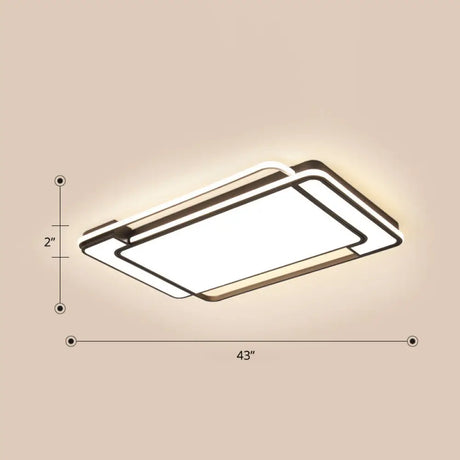 Sleek Living Room Illumination: Black Acrylic Led Rectangular Flush Mount Ceiling Lamp / 43’