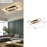 Sleek Living Room Shine: Simplistic Black-Gold Led Metal Rectangle Flush Mount Ceiling Lamp.