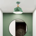 Sleek Metal Diamond Semi - Flush Mount Light – Gray/White/Green Macaron Design 1 Ceiling Fixture