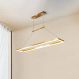 Sleek Metal Island Ceiling Led Pendant Light For Dining Room - Simplicity And Style Gold / 35.5 Warm
