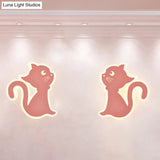 Sleek Metal Kitten Wall Light - Vibrant Macaron Colors For Bedroom Or Kindergarten