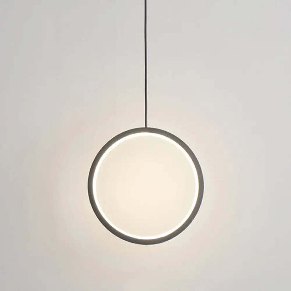 Sleek Metal Led Hanging Lamp Kit - Stylish Ring Pendant Light For Bedside Suspension 1 / Black Warm