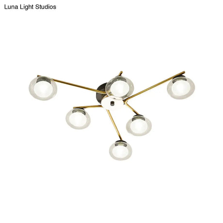 Sleek Metal Semi Flush Mount Ceiling Lamp With Multi - Head And Oval Shade - Stylish Lighting For