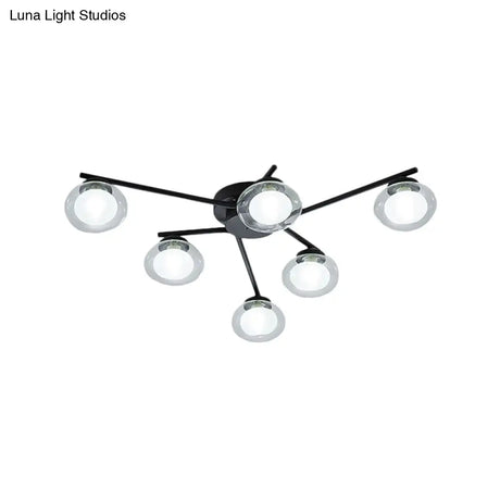 Sleek Metal Semi Flush Mount Ceiling Lamp With Multi - Head And Oval Shade - Stylish Lighting For