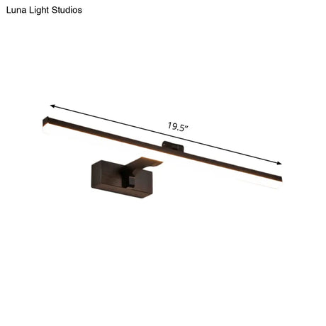 Sleek Metal Vanity Light Fixture Simplicity 16/19.5 L Led Wall Lamp In Black With Warm/White