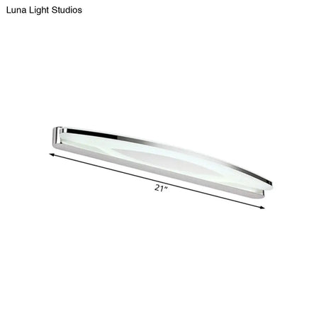 Sleek Modern Metal Vanity Lighting: Oval Shade Led Wall Light Sconce In Chrome 15/21 Dia Warm/White