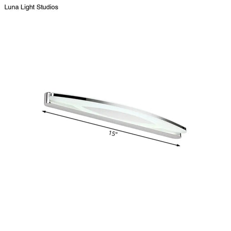 Sleek Modern Metal Vanity Lighting: Oval Shade Led Wall Light Sconce In Chrome 15/21 Dia Warm/White