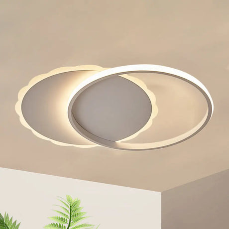 Sleek Moon Led Semi Flush Ceiling Light Fixture In White/Coffee Brown With Multiple Lighting