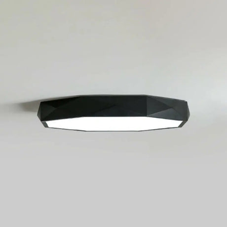 Sleek Octagonal Metallic Led Flush Mount Ceiling Light - Modern Minimalist Design For Your Bedroom
