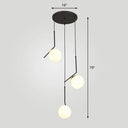 Sleek Opal Glass Globe Spiral Stairwell Pendant Light 3 / Black