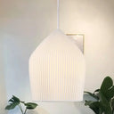 Sleek Single Suspension Pendant Light: Prismatic Glass Cloche Hanging Lamp Kit In White