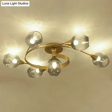 Sleek Spiral Design Dimpled Glass Ceiling Flush