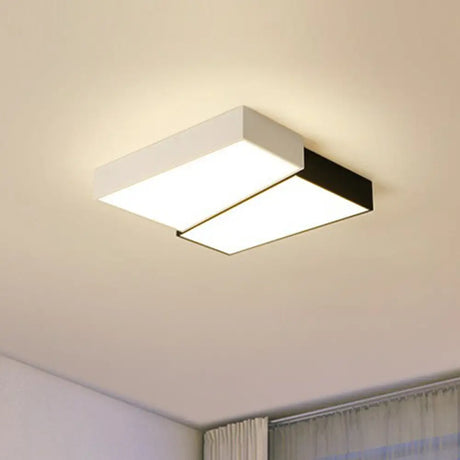 Sleek Square Led Flush Mount Ceiling Light For Modern Bedrooms - Black And White Black - White /