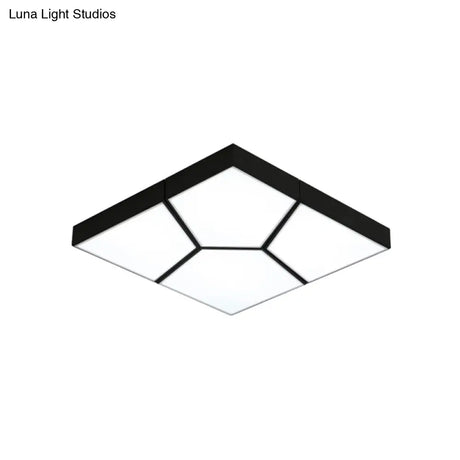 Sleek Squared/Rectangular Flush Mount Led Ceiling Light In Black/White White/Warm - Modern Acrylic