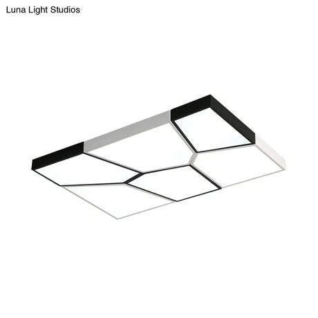 Sleek Squared/Rectangular Flush Mount Led Ceiling Light In Black/White White/Warm - Modern Acrylic
