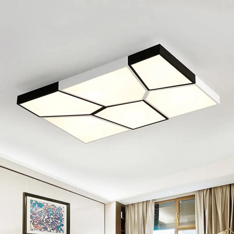 Sleek Squared/Rectangular Flush Mount Led Ceiling Light In Black/White White/Warm - Modern Acrylic