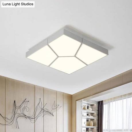 Sleek Squared/Rectangular Flush Mount Led Ceiling Light In Black/White White/Warm - Modern Acrylic