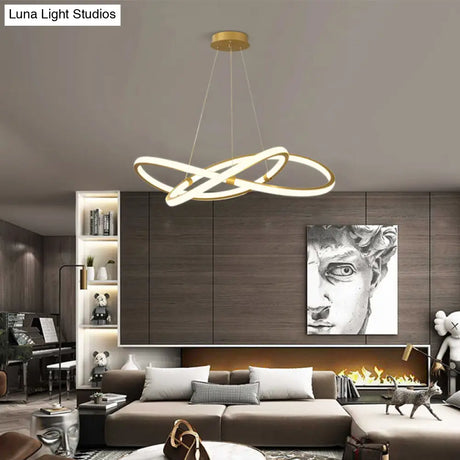 Sleek Twist Led Pendant Lamp: Minimalist Aluminum Chandelier For Living Room