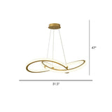 Sleek Twist Led Pendant Lamp: Minimalist Aluminum Chandelier For Living Room Brass / 31.5’