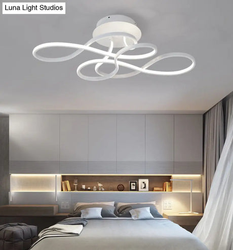 Sleek White Acrylic Swirl Wave Led Ceiling Light Fixture - Simplicity Close To Lighting Solution