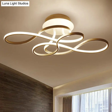 Sleek White Acrylic Swirl Wave Led Ceiling Light Fixture - Simplicity Close To Lighting Solution