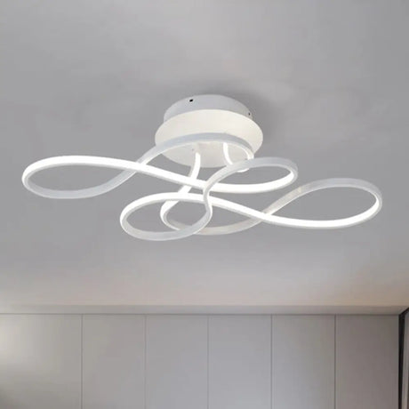 Sleek White Acrylic Swirl Wave Led Ceiling Light Fixture - Simplicity Close To Lighting Solution /