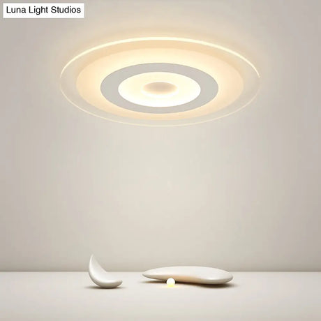 Sleek White Disc Foyer Flush Light With Acrylic Simplicity - Led Mount Ceiling Fixture / 16.5 Third