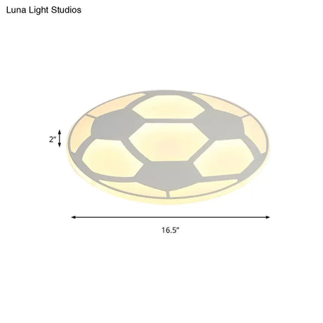 Sleek White Flush Mount Soccer Ceiling Light For Kid’s Bedroom