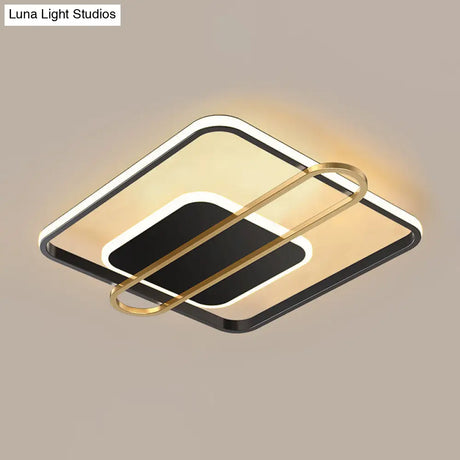 Slim Ceiling Light Fixture: Square And Oblong Simplicity Aluminum Led Flush Mount In