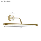 Slim Golden Led Vanity Mirror Light With Modern Metal Design - 16/20 Wall Mount Lamp For Bedroom