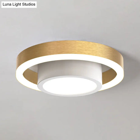 Small Acrylic Ceiling Flush Nordic Led Mount Lighting - Dual Hoop Design Black/Coffee/Gold Ideal