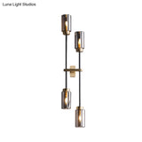 Smoke Gray Glass Modernist Cylinder Sconce - Wall Mounted Lamp With 4 Heads For Bedroom