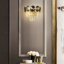 Smoke Gray Vintage Faceted Wall Sconce With Modernist Design - 2 Bulbs Light Fixture For Restaurants