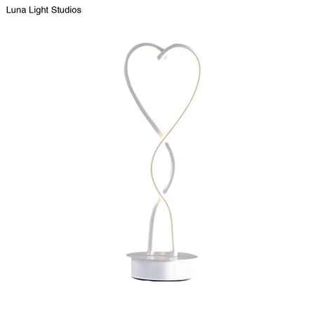 Spiral Heart Shaped Led Desk Lamp In Warm White Light - Contemporary Acrylic Table Lighting For