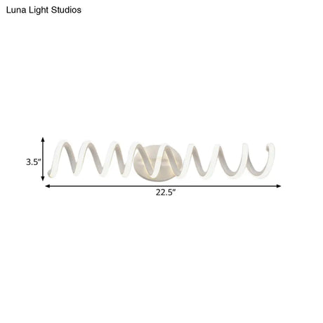Spiral Led Vanity Light For Modern Bathroom | Wall Mounted Mirror In Warm/White/Natural 13/18.5/22.5