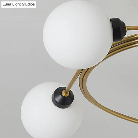 Spiral Semi Flush Traditional Glass/Crystal Bedroom Ceiling Light Fixture - Brass Finish