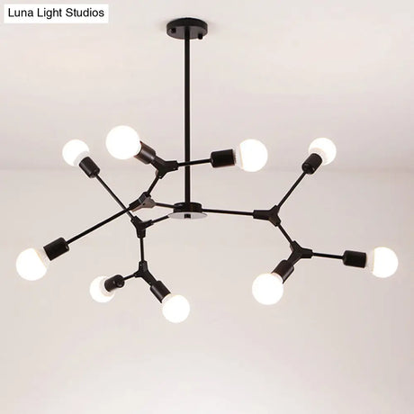Sputnik Modern Chandelier With White Glass Shade - Metal Pendant Light Fixture